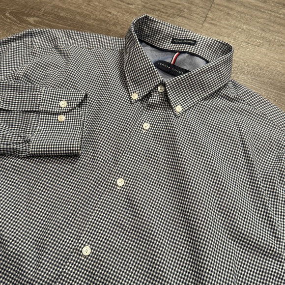 Tommy‎ Hilfiger Shirt Mens Large Blue Gingham Check Long Sleeve Button Up Casual - Picture 1 of 9